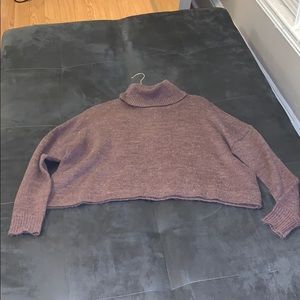 Lavender cropped turtleneck sweater